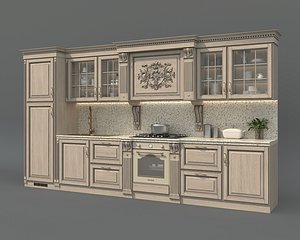 3D model Classic European style Kitchen Cabinet 24
