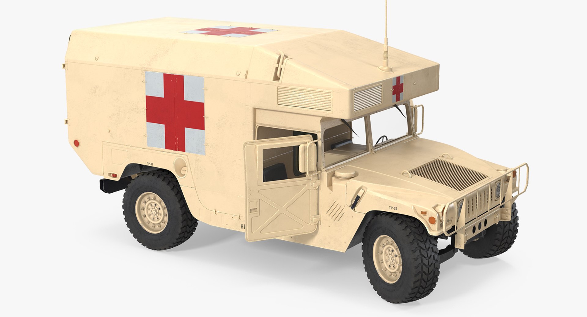 Ambulance Car HMMWV m997 Rigged Desert 3D model preview