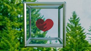 3D Cube With a Glass Heart model