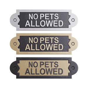 Solid Brass Sign No Pets Allowed