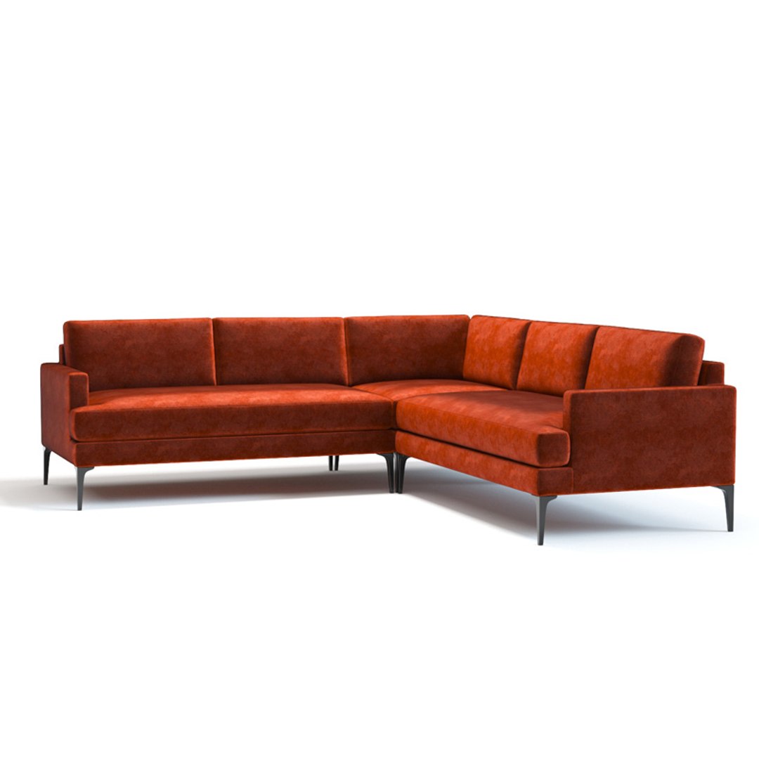 West Elm Andes L shaped Sofa 3D TurboSquid 1397262