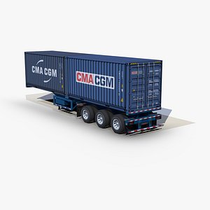 3D container 20ft chassis trailer