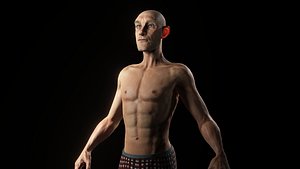 Realistic Cartoonish Old Man with Facial Moves