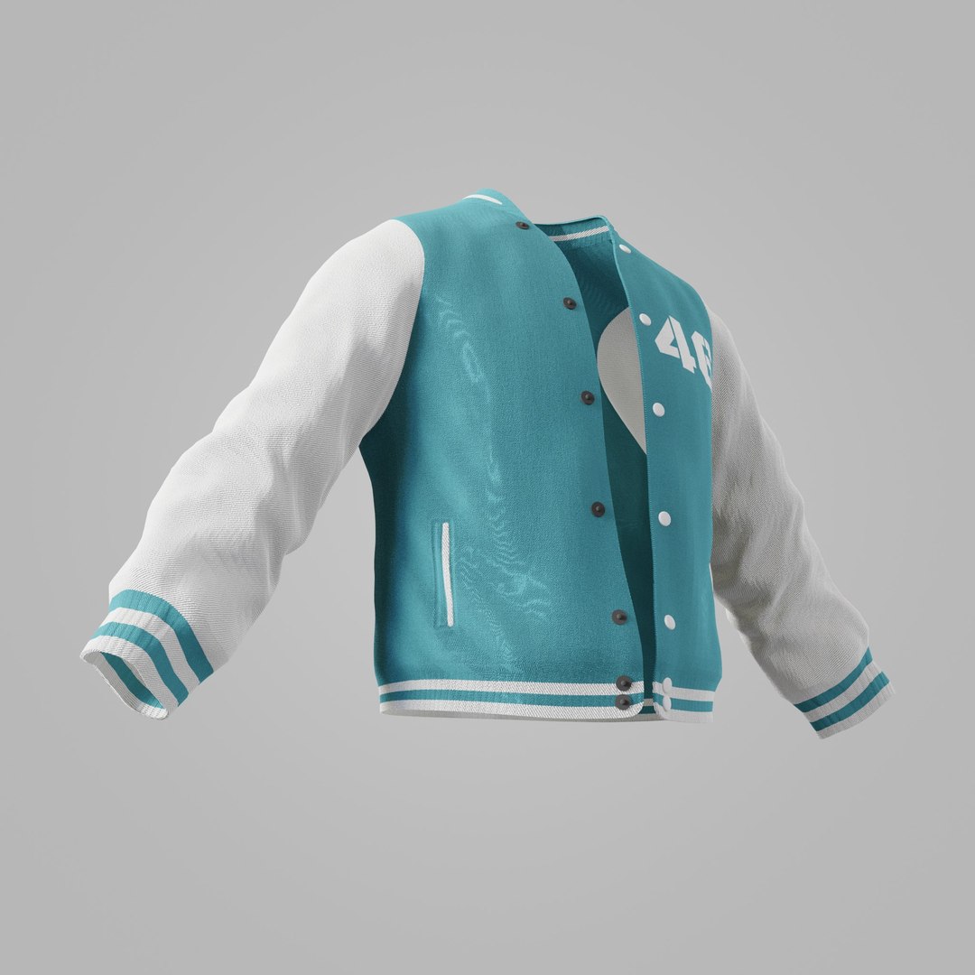 Male Jacket 01 Cyan And White 3D Model - TurboSquid 2393341