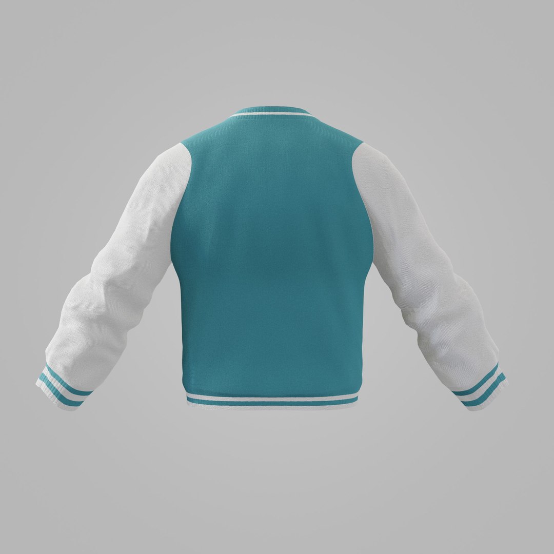 Male Jacket 01 Cyan And White 3D Model - TurboSquid 2393341