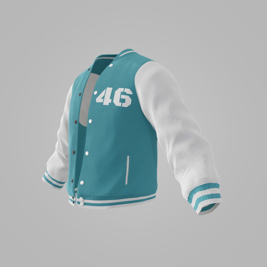 Male Jacket 01 Cyan And White 3D Model - TurboSquid 2393341