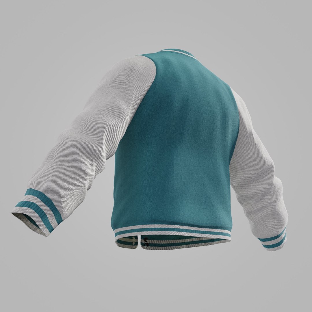 Male Jacket 01 Cyan And White 3D Model - TurboSquid 2393341