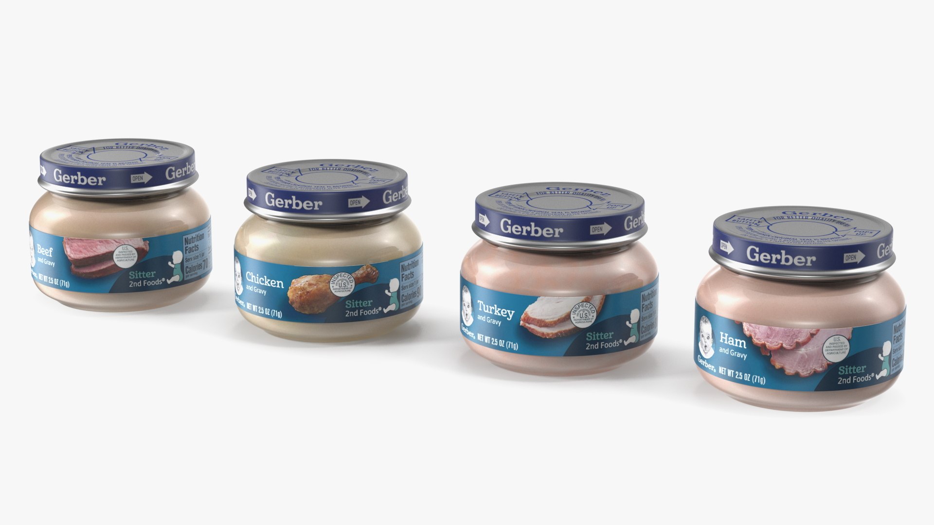 Gerber Baby Food Jars 71g Set 3D model preview