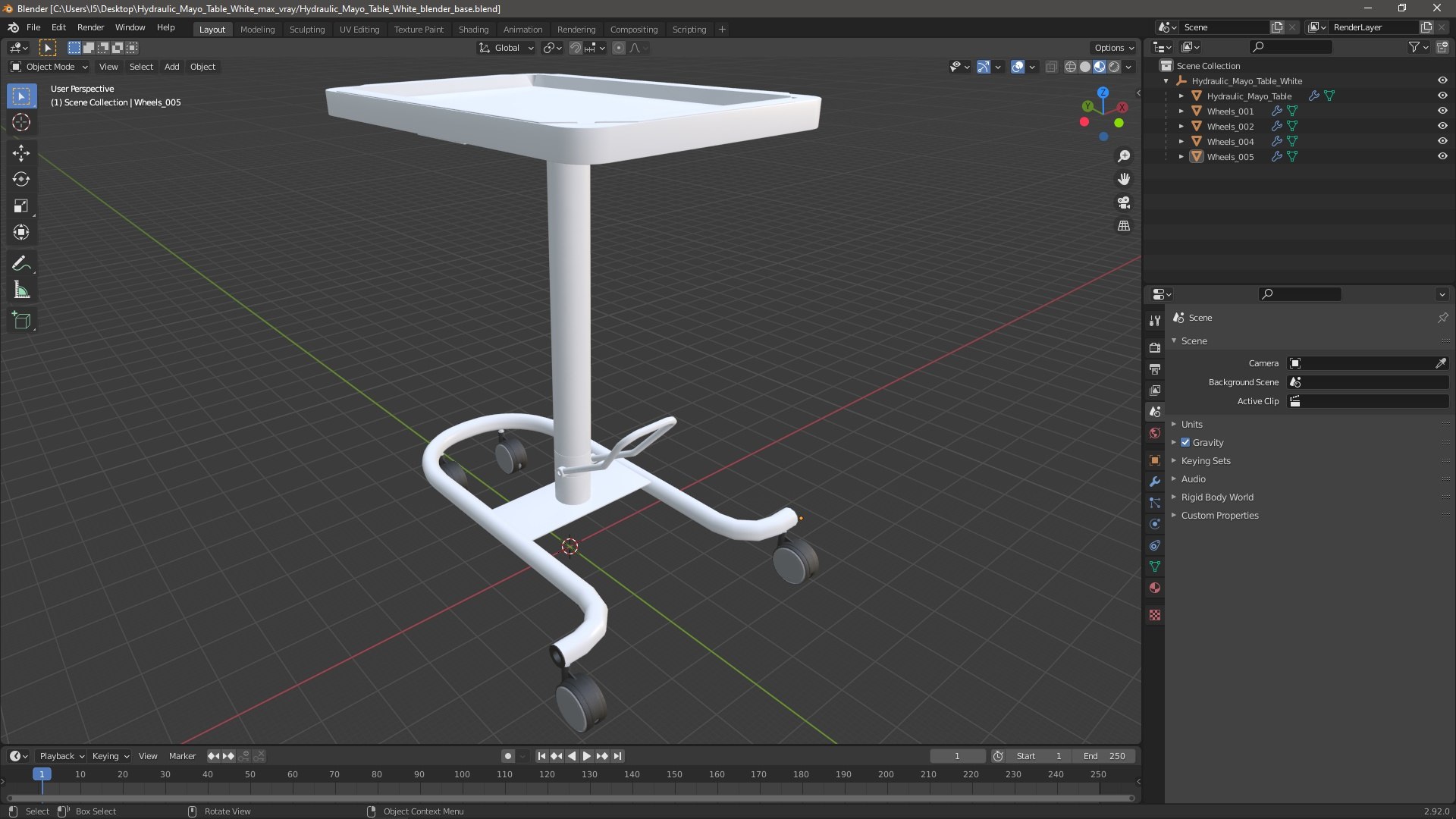 3D Hydraulic Mayo Table White Model - TurboSquid 2246255