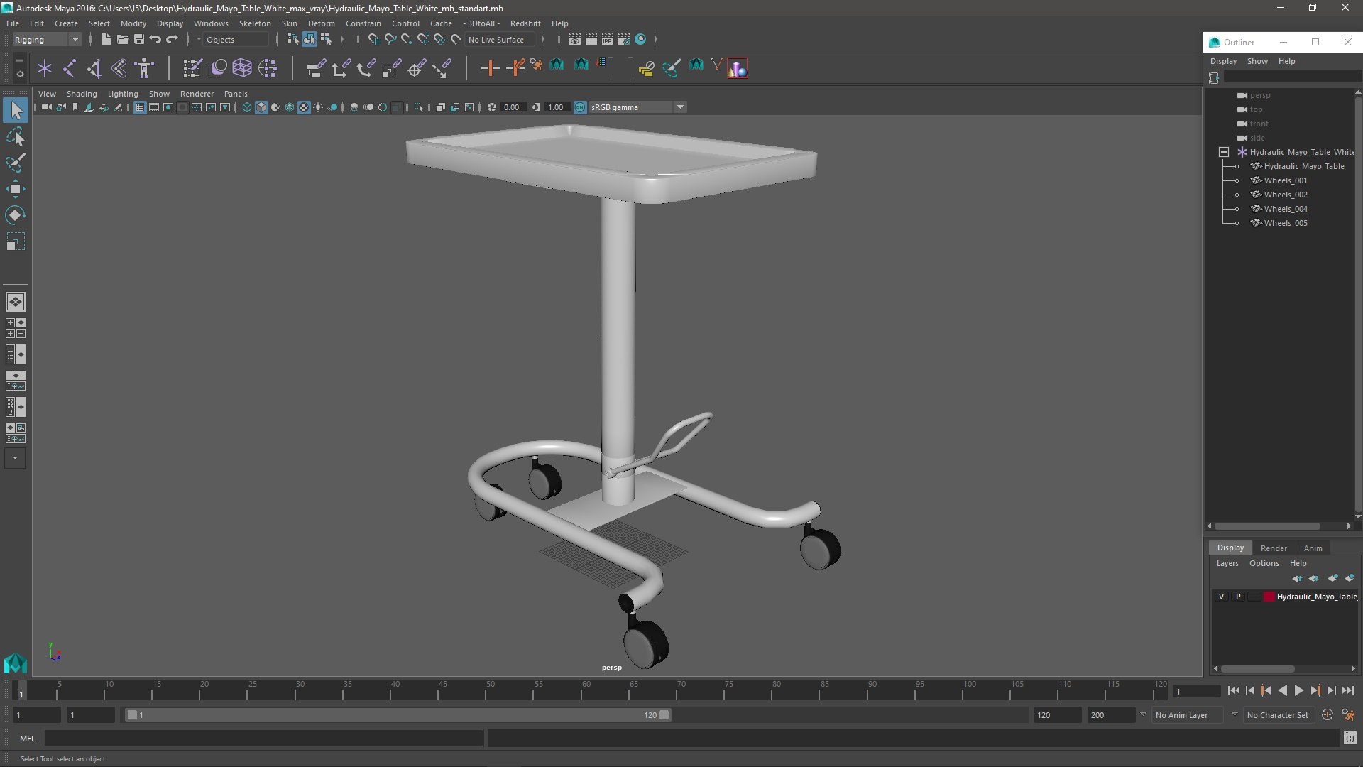 3D Hydraulic Mayo Table White Model - TurboSquid 2246255