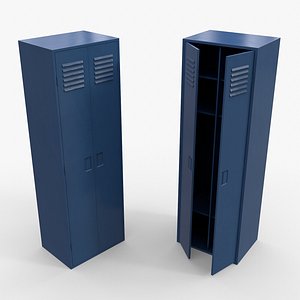 3D PBR School Gym Locker 09 - Blue Dark