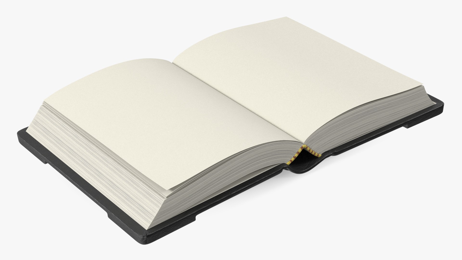 Old Ornate Open Book Black Leather 3D model preview