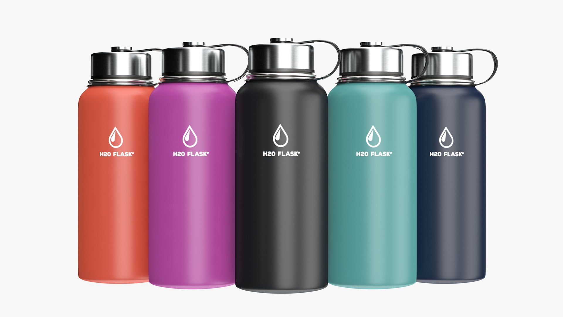 H2O Flask Water Bottle Set Model - TurboSquid 2069714