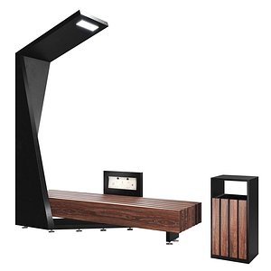 Solar outdoor bench 3D