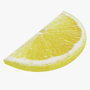 3D Lemon round slice half