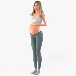 Young Pregnant Woman Belly Hold Pose 3D model