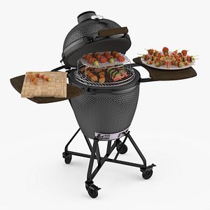 Open Grill with Food on Sticks