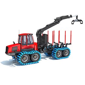 3D Forestry Forwarder Tractor model