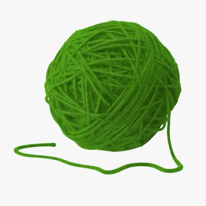 3d model green ball yarn