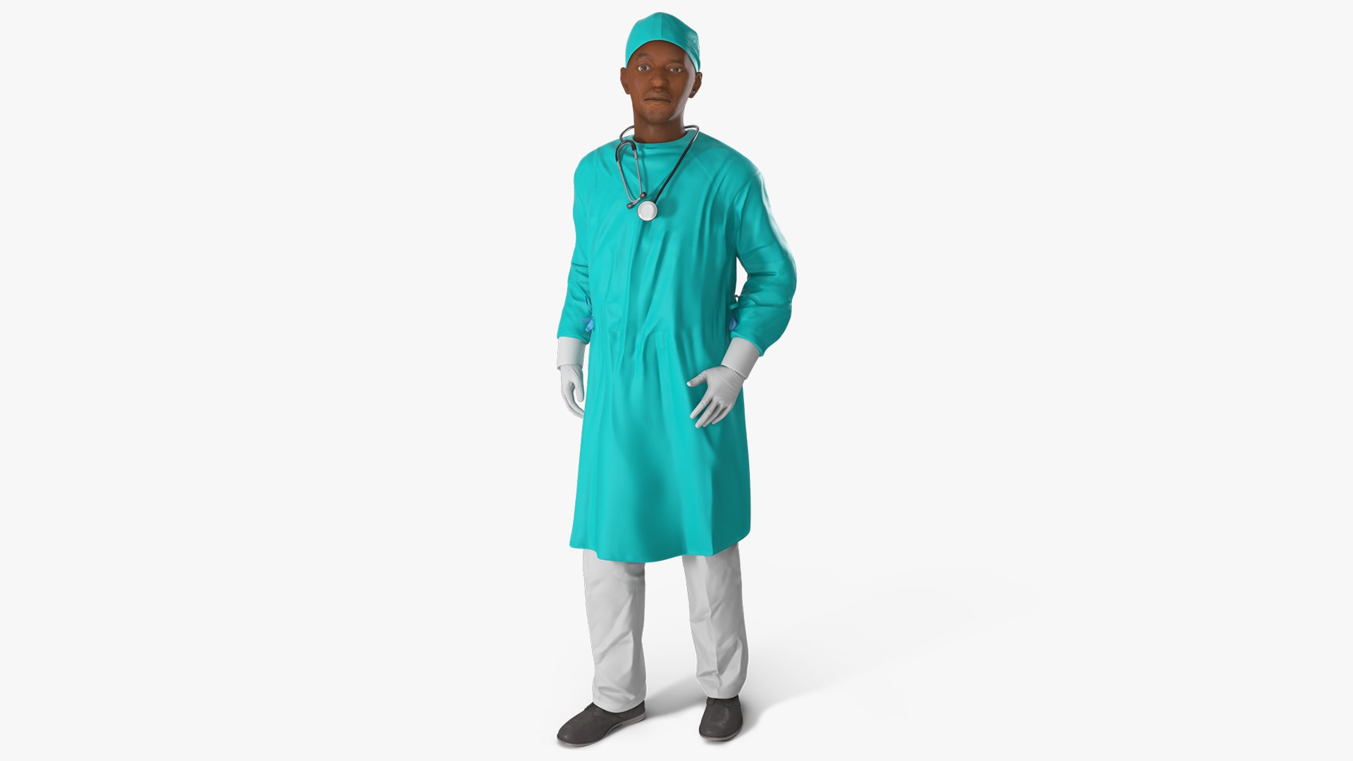 African Black Male Doctor Rigged 3D model preview