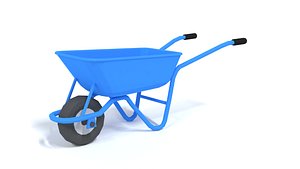 Low Poly Cartoon Wheelbarrow 3D