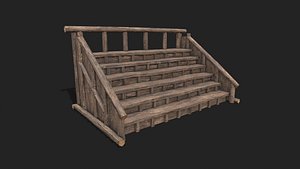 Medieval Wooden Bleacher Tribune 2 3D model