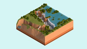 Cartoon Low Poly Victoria Falls