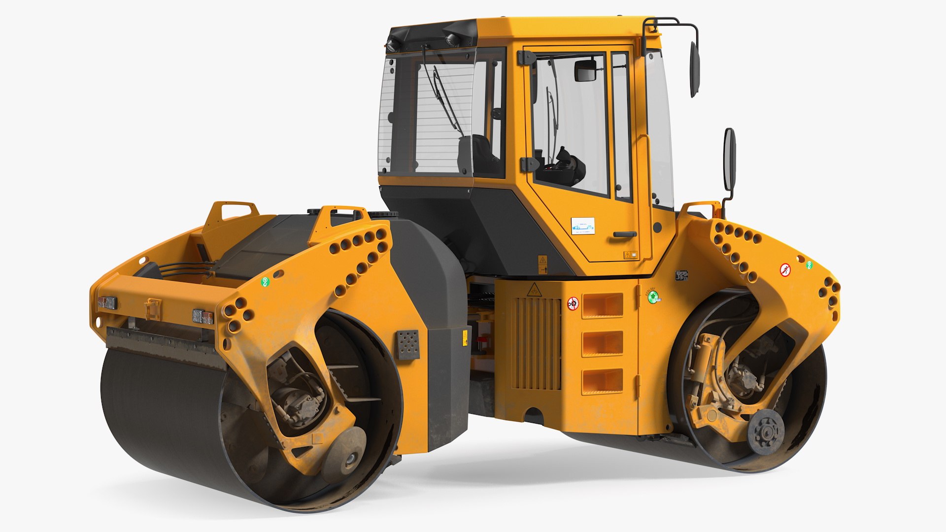 Articulated Tandem Road Roller Dusty 3D model preview