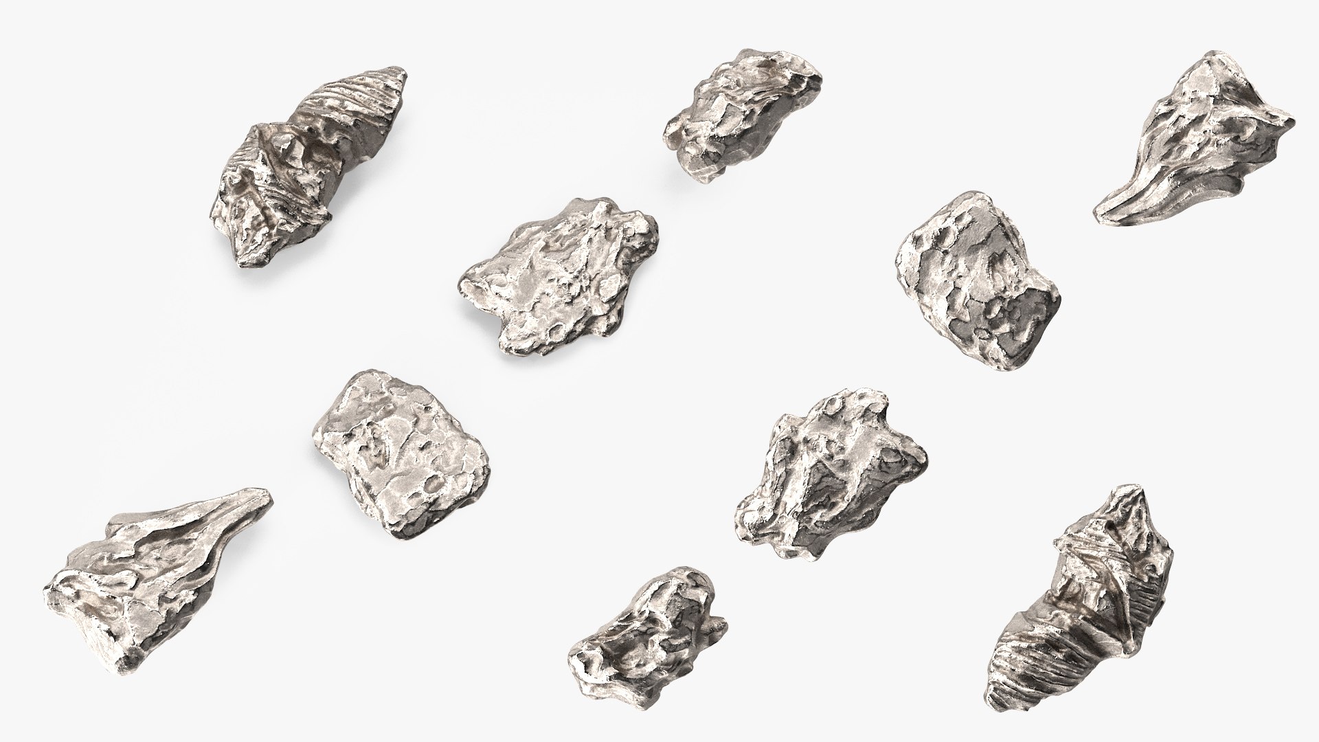 Silver Natural Minerals Small Stones 3D model preview