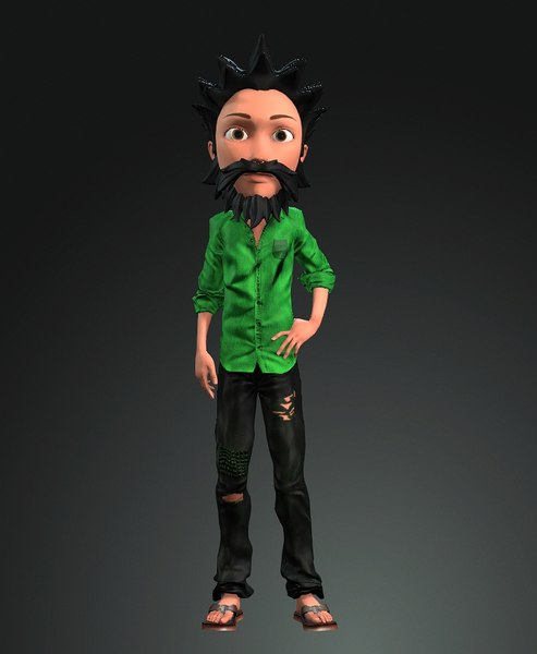Angry beggar cartoon character 3D model - TurboSquid 1803533