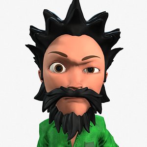Angry beggar cartoon character 3D model