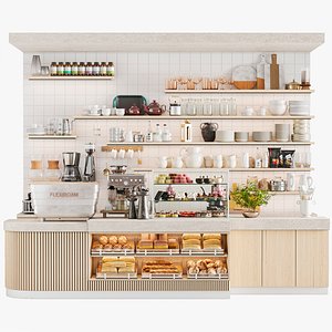 Coffee point with desserts sweets in the shopping center 3D model