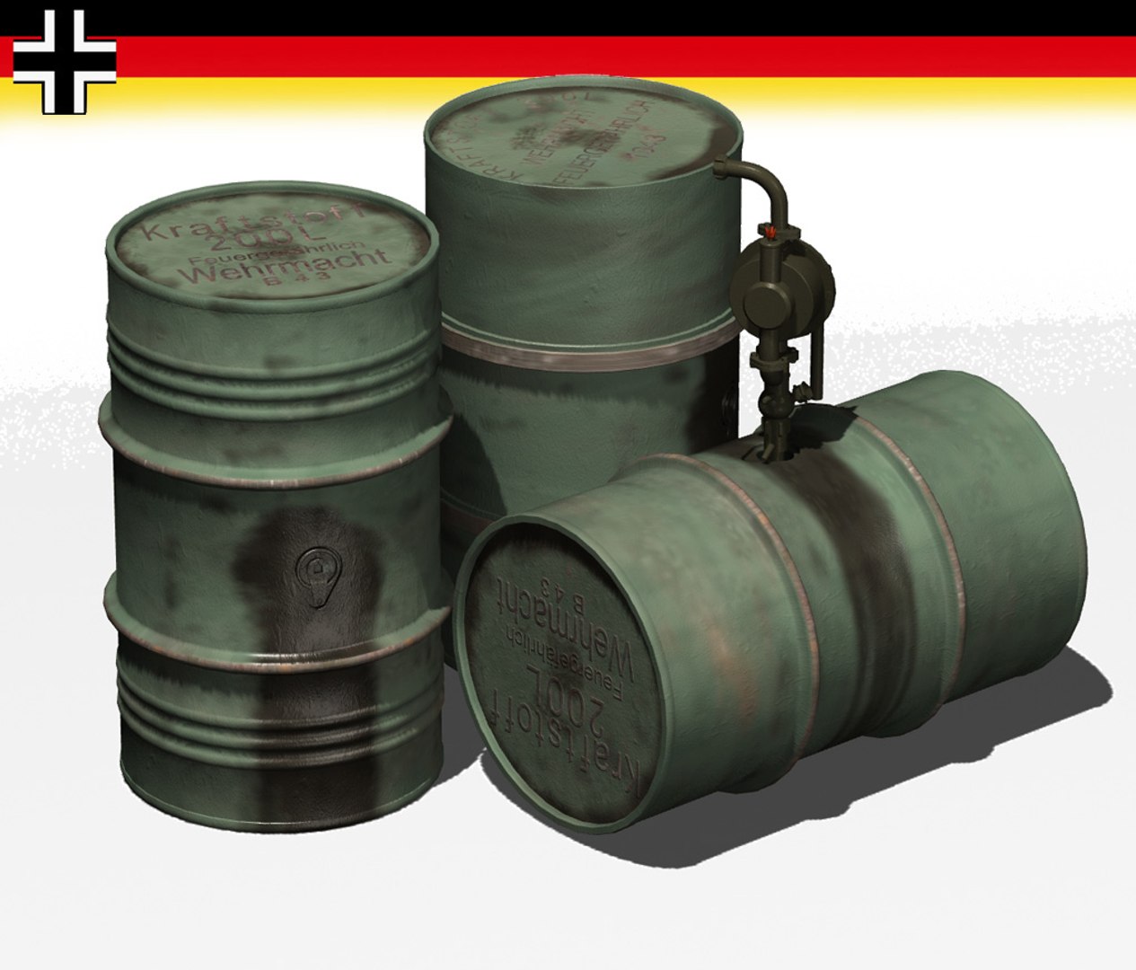 3d Model German Fuel Drums