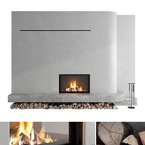 Decorative wall with fireplace set 60