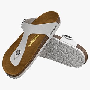 Birkenstock Gizeh White Leather 3D model