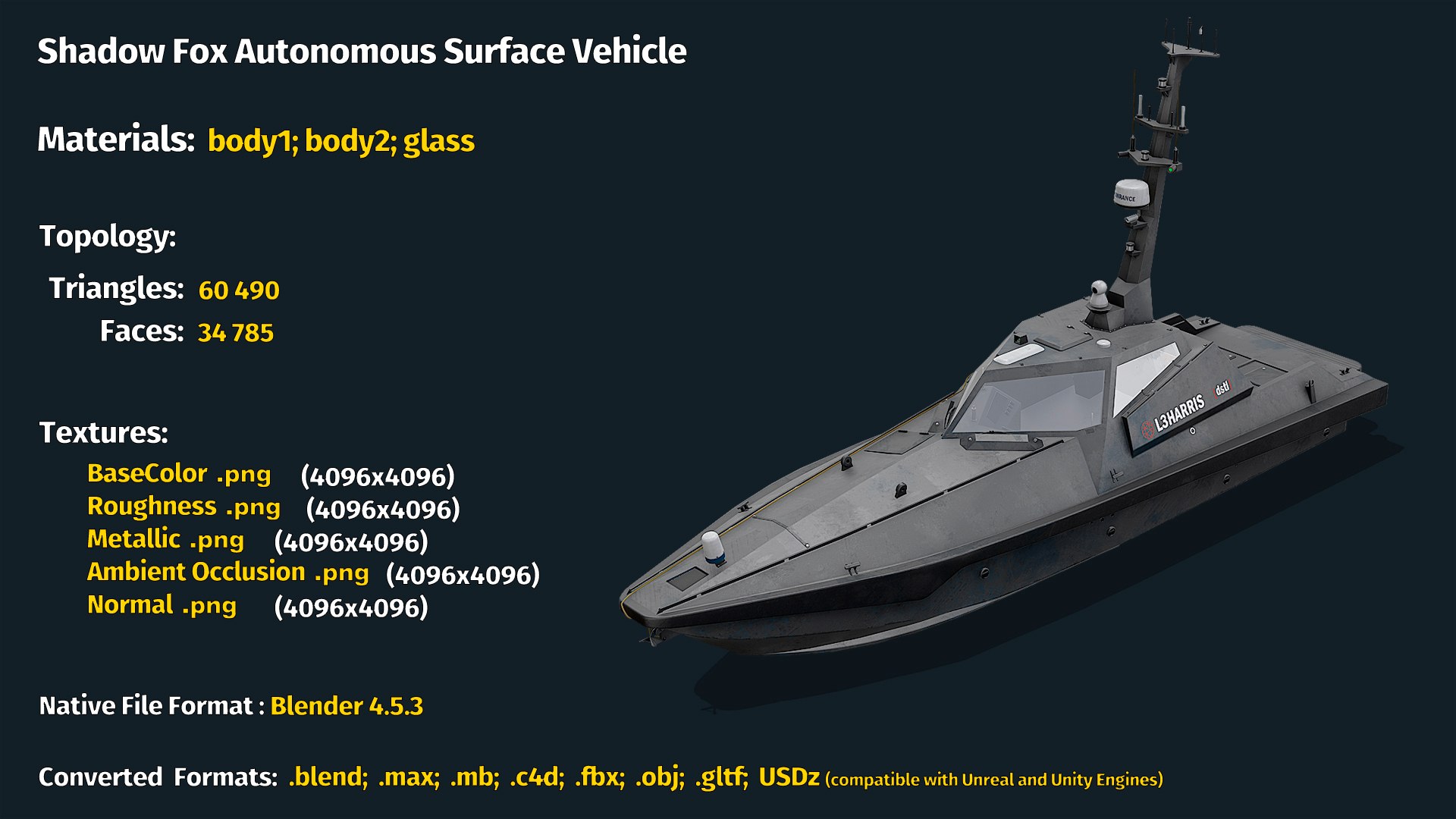 Shadow Fox Autonomous Surface Vehicle 3D model https://p.turbosquid.com/ts-thumb/xA/JbtgyR/5v/info/jpg/1763298747/1920x1080/fit_q87/31f142a080ef3500e638752d2462e48df1027550/info.jpg