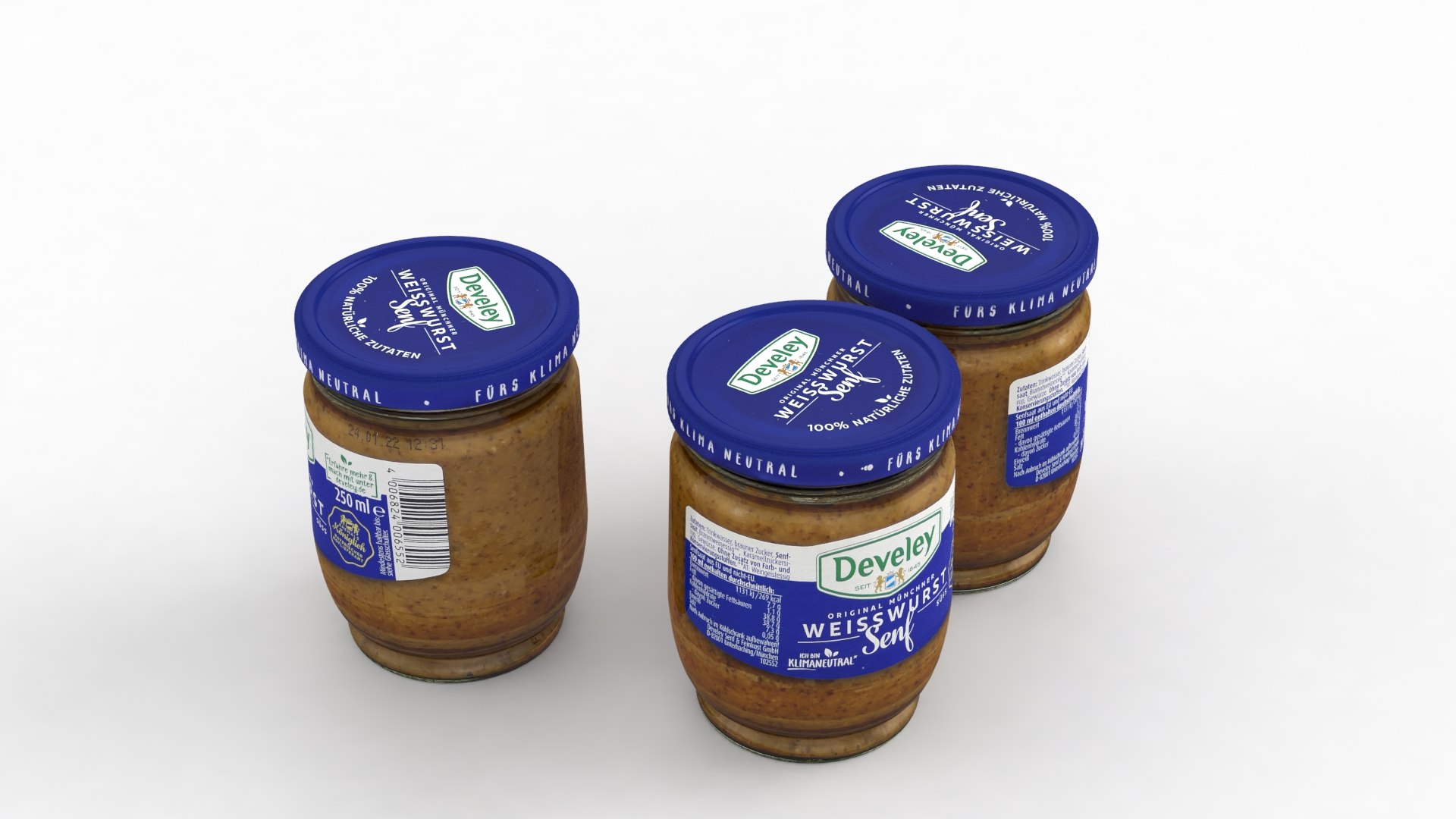 Food Jar Develey Weisswurst Mustard 250ml 2021 3D Model TurboSquid