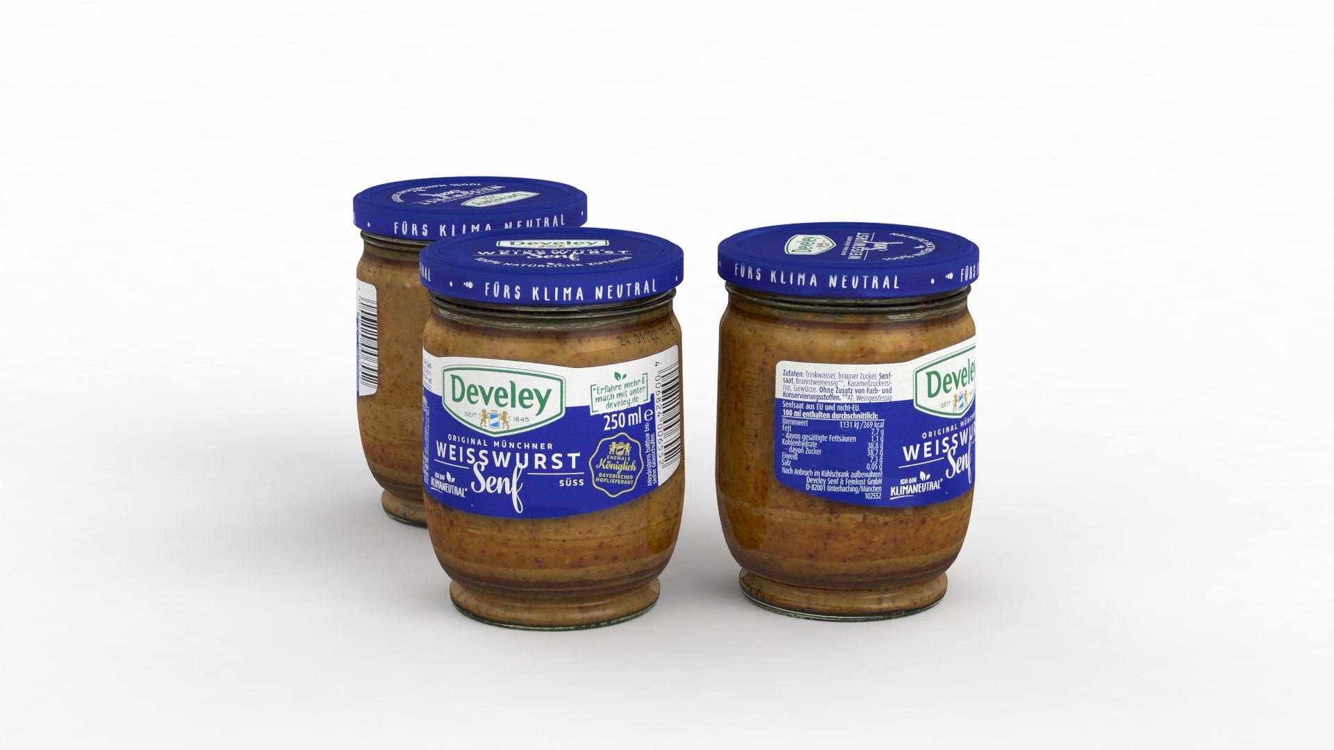 Food Jar Develey Weisswurst Mustard 250ml 2021 3D Model TurboSquid