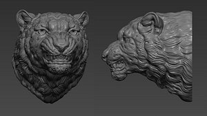 3D Snow leopard grin model