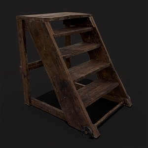 Medieval Five Step Ladder with Wheels