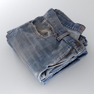 3D model mens jeans stack folded