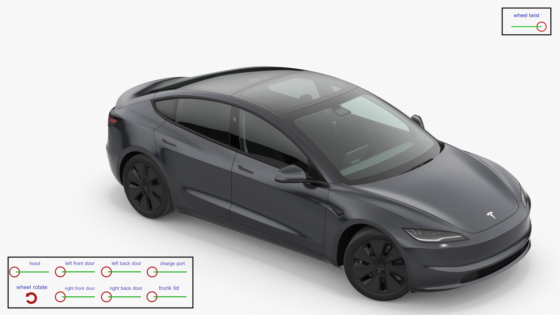 Tesla Model 3 2024 Stealth Grey Rigged Model TurboSquid 2256911