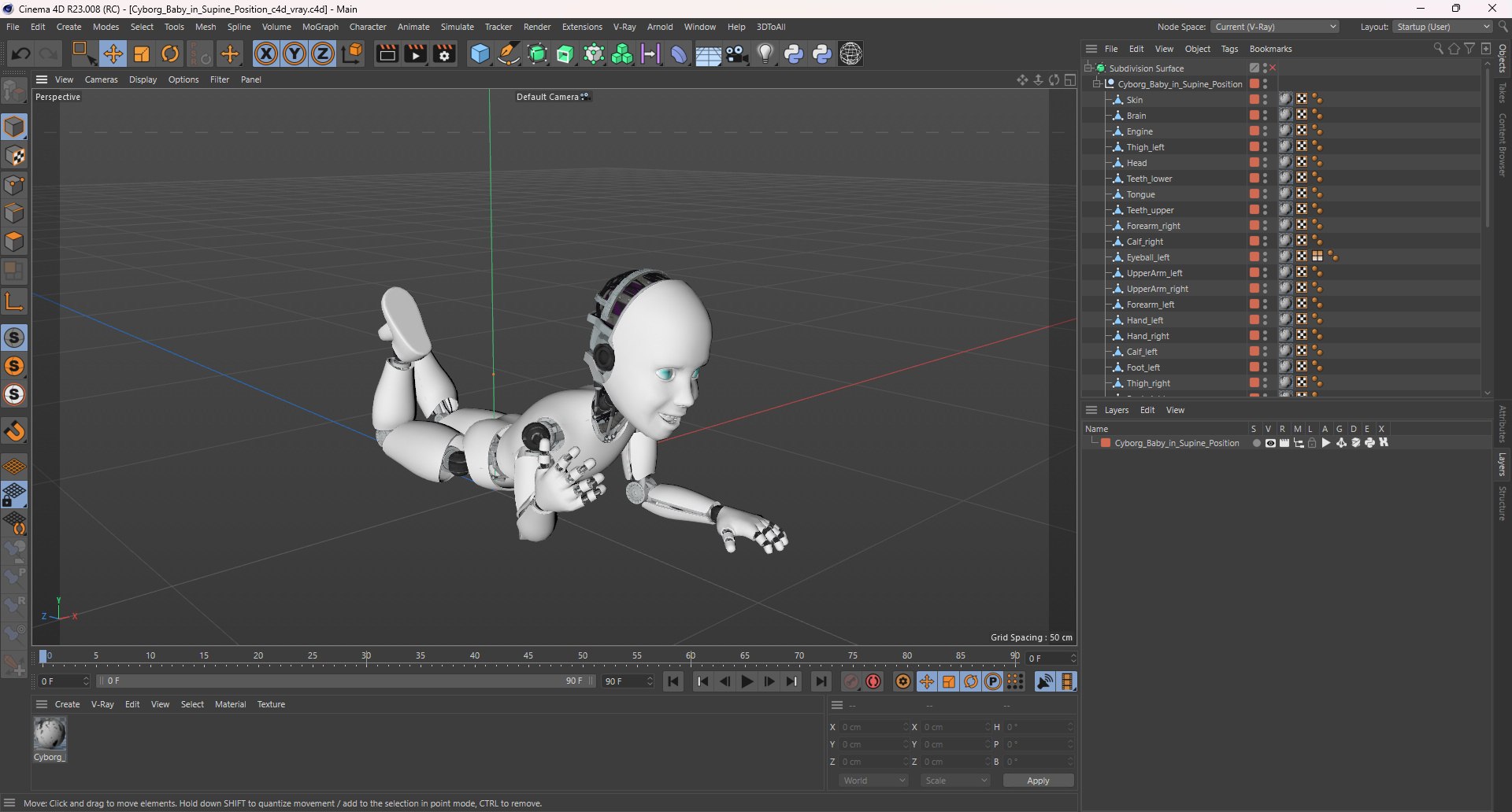 3D Model Cyborg Baby In Supine Position - TurboSquid 2378215