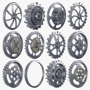 Mechanical Gears Pack 29 pcs Low Poly