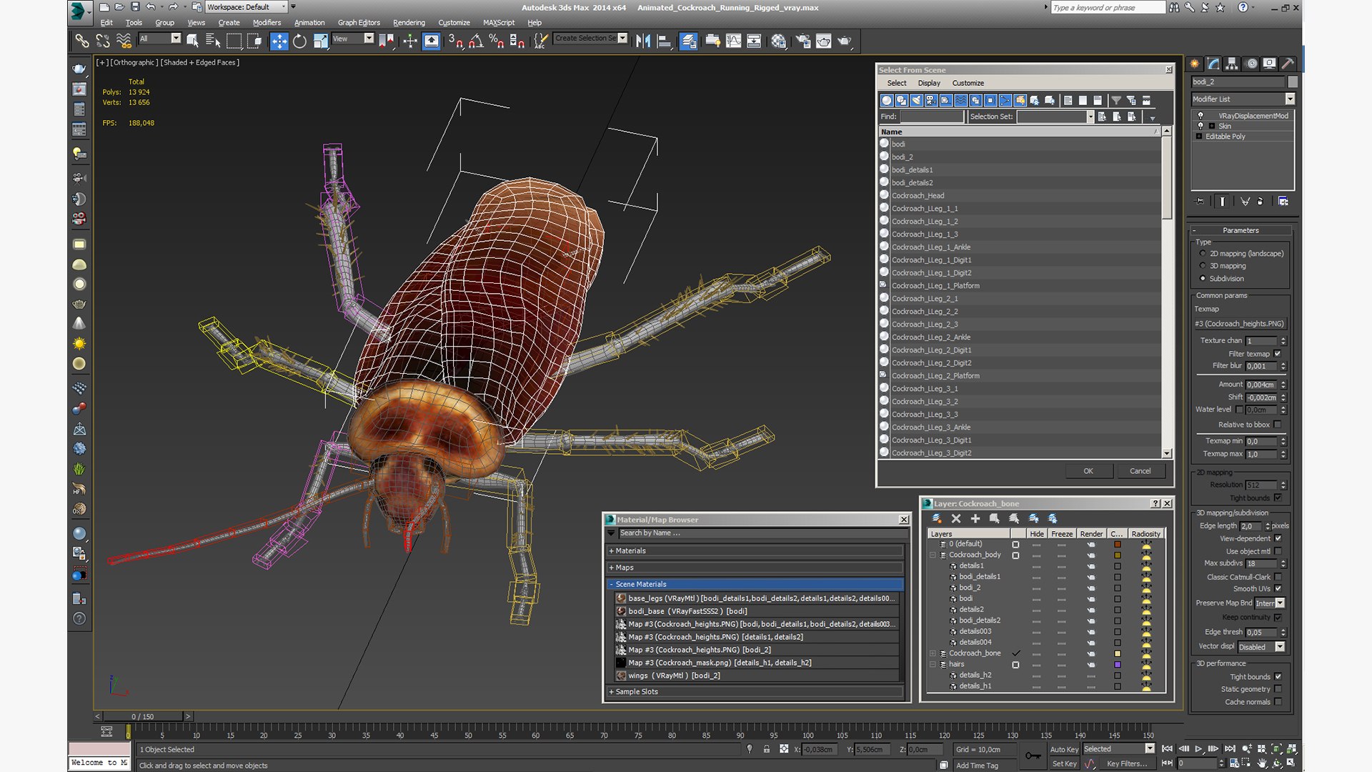 Cockroach Running Rigged Animation 3D Model - TurboSquid 1487214
