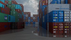 3D model Shipping Containers - combo