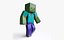3D model Zombie Minecraft - Mixamo Animatable - Vray-Arnold