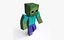 3D model Zombie Minecraft - Mixamo Animatable - Vray-Arnold