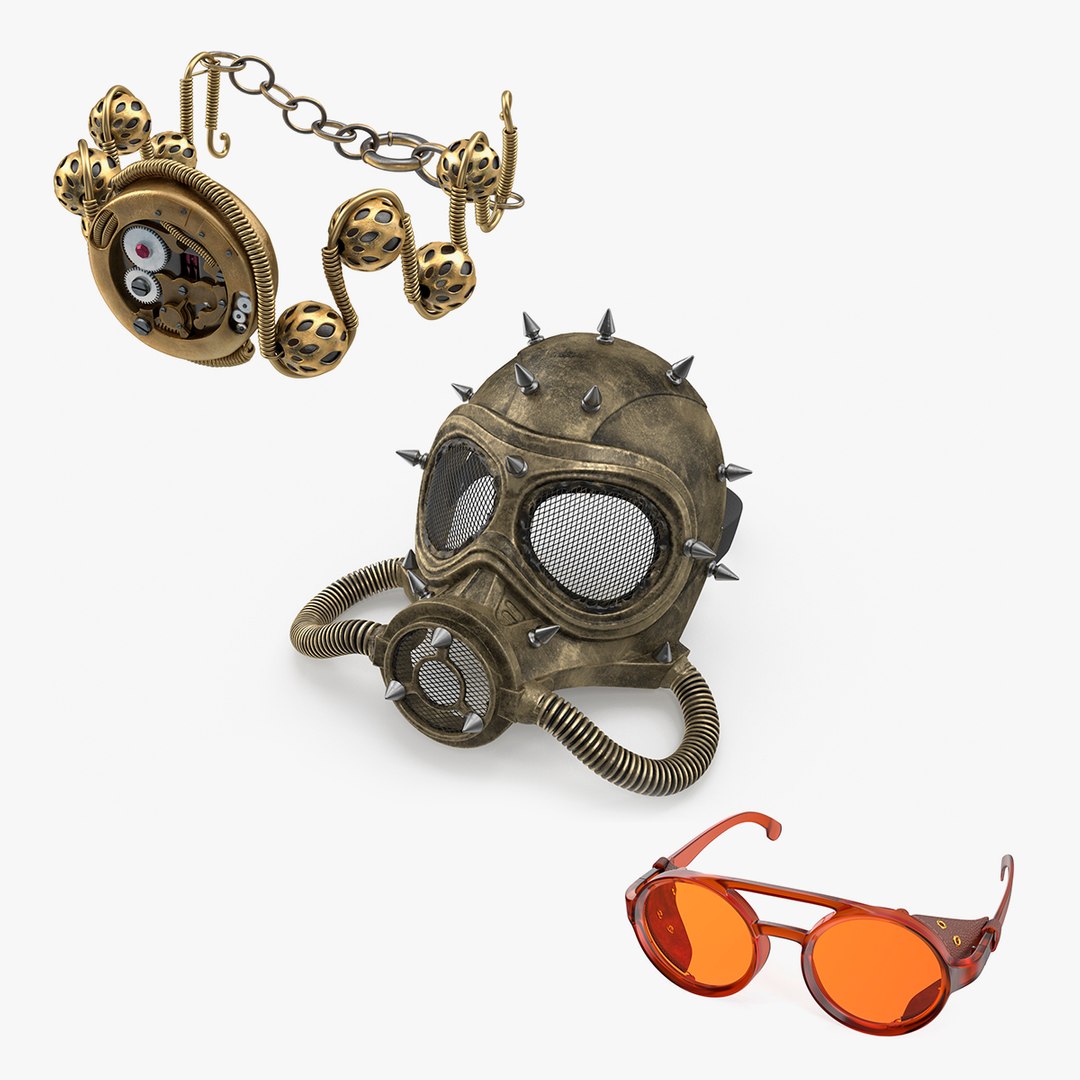 Steampunk Items Collection 3D model preview