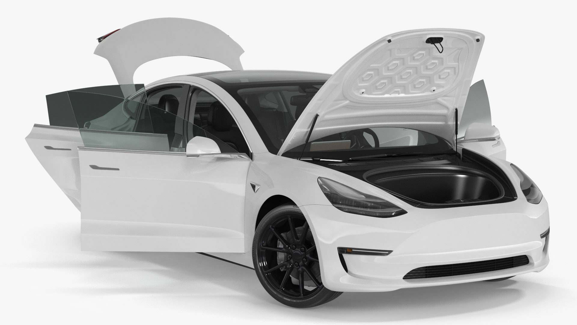 Snow Chains on Tesla Wheels Rigged 3D model preview